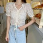 Lace Ruched Cropped Top As Shown In Figure - One Size