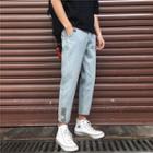 Applique Crop Tapered Jeans