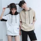 Couple Matching Hooded Elbow-sleeve T-shirt