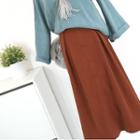 Button-detail Suede A-line Skirt