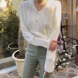 Collared Punched-detail Cardigan