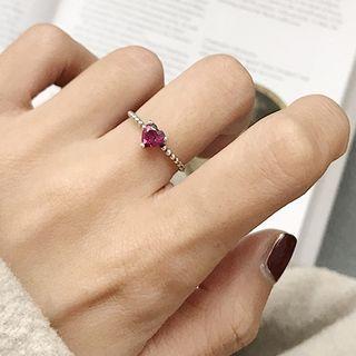 925 Sterling Silver Heart Ring K441 - Heart - White Gold - One Size