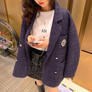 Embroidered Glitter Double-breasted Coat