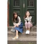 Slit-sleeve Plain Pullover