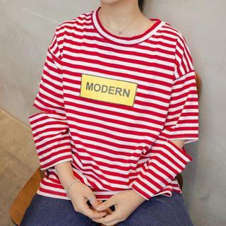 3/4 Sleeve Pinstriped T-shirt