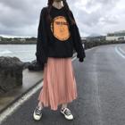 Lettering Hoodie / Pleated Maxi Skirt