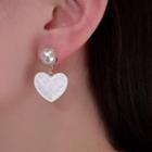 Heart Sterling Silver Ear Stud 1 Pair - Gold - One Size