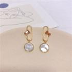 Disc Earring 1 Pair - Gold & White - One Size
