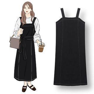 Contrast Stitching Blouse / Midi Jumper Dress