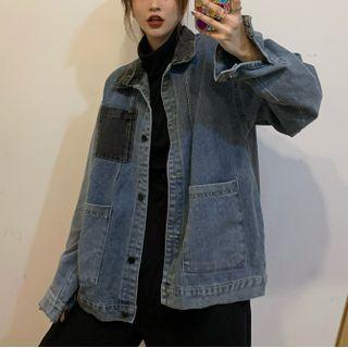 Long-sleeve Single-breasted Pocket Denim Jacket