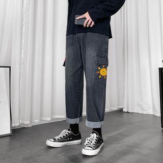 High-waist Sun Printed Jeans