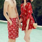 Couple Matching Floral Bikini Top / Swim Shorts / Cover-up / Beach Shorts / Set