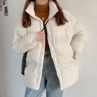 Thick Plain Oversize Jacket Almond & White - One Size