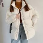 Thick Plain Oversize Jacket Almond & White - One Size