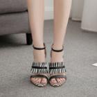 Contrast Striped High-heel Sandals