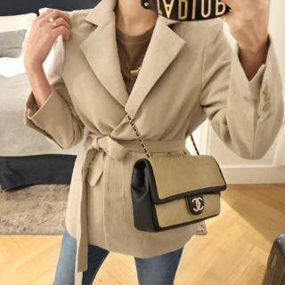 Three-button Cotton Blazer With Strap