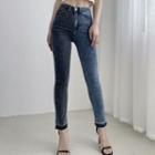 High-waist Two-tone Panel Skinny Jeans