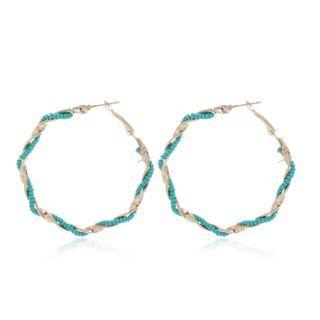 Twisted Hoop Earring 1 Pair - Blue - One Size