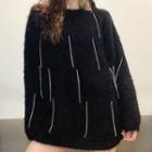 Rhinestone Fringe Fluffy Sweater