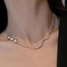 Bead Irregular Necklace 1pc - Silver - One Size