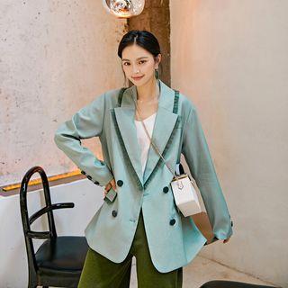 Mesh Trim Double Breasted Blazer