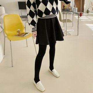 Napped Flared Miniskirt With Inset Shorts
