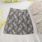 Floral Print Mini A-line Mesh Skirt