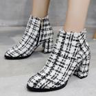 Block Heel Tweed Ankle Boots