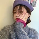 Loose-fit Melange Knit Sweater Gray - One Size
