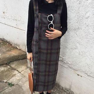 Plaid Knit Pinafore