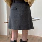 Wool Blend A-line Skirt With Belt