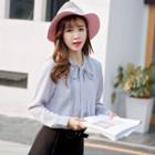 Tie-neck Lace-trim Chiffon Blouse