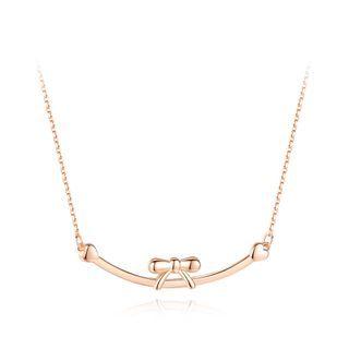925 Sterling Silver Plated Rose Gold Simple And Elegant Ribbon Geometric Necklace Rose Gold - One Size