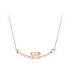 925 Sterling Silver Plated Rose Gold Simple And Elegant Ribbon Geometric Necklace Rose Gold - One Size