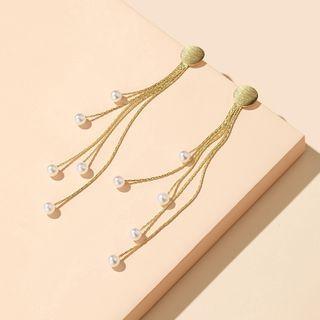 Fringe Earring 1 Pair - 14153 - Faux Pearl - Gold - One Size