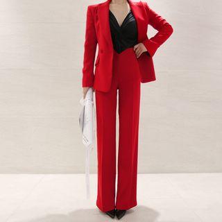 Set: Slim-fit Blazer + High Waist Dress Pants