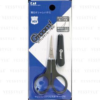 Kai - Groom Eyebrow And Body Hair Scissors Thin Blade With Cover 1 Pc
