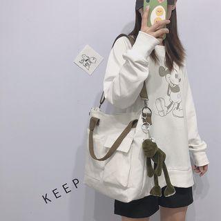 Double Pocket Canvas Crossbody Bag