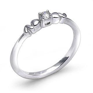 18k/750 White Gold Diamond Angel Wing Women Ring 5.5