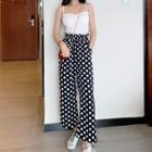 Ruffled Camisole Top / Dotted Wide-leg Pants