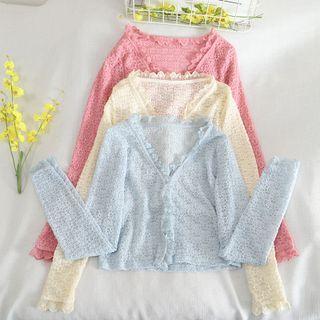 Ruffle Trim Lace Cropped Jacket