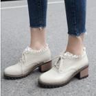 Lace-up Ruffle Chunky-heel Shoes