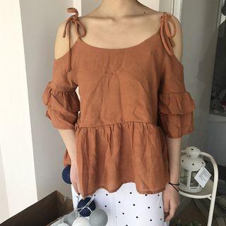 Cutout Shoulder Tiered Top