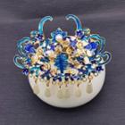 Chinese Traditional Crown Beaded Headpiece M91 - 1 Pc - Blue - One Size