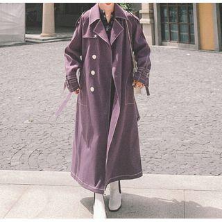 Double Breasted Plain Long Coat
