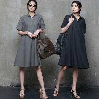 Half-placket Loose-fit Shirtdress