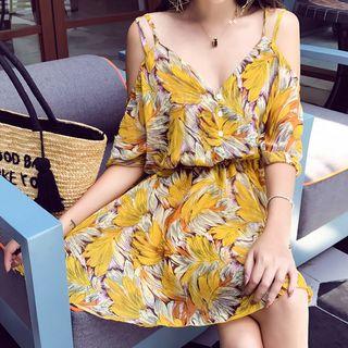 Printed V-neck Spaghetti Strap Sundress