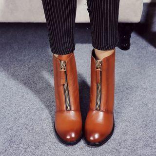 Zip Detail Chunky Heel Ankle Boots