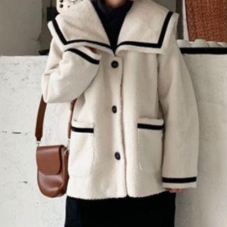 Sailor Collar Buttoned Coat