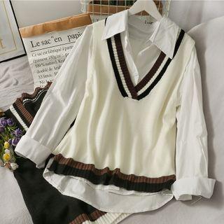 Colorblock Loose-fit Knit Vest